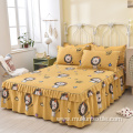 100% Cotton printed bed sheet skirt home king